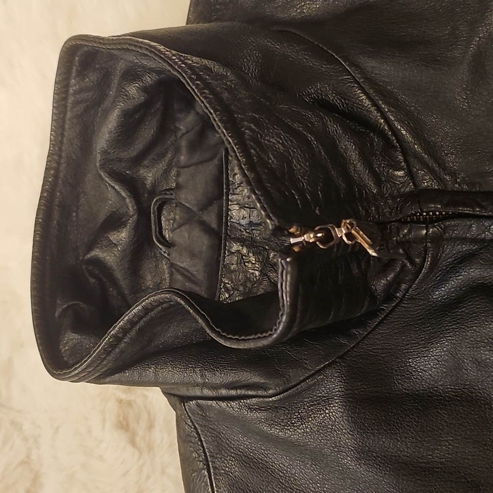 Kathy Ireland Genuine Black Leather Anorak Jacket Womens XL Versatile Bikercore - Picture 5 of 15